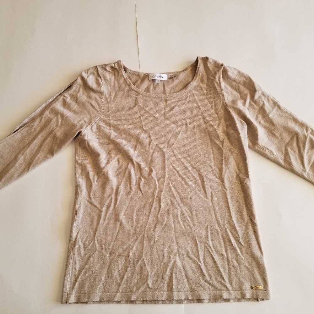 Calvin Klein Cream Light Top Sweater Sz M
